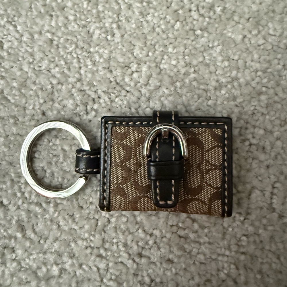 Vintage Coach Brown Leather Photo Frame Keychain Holder